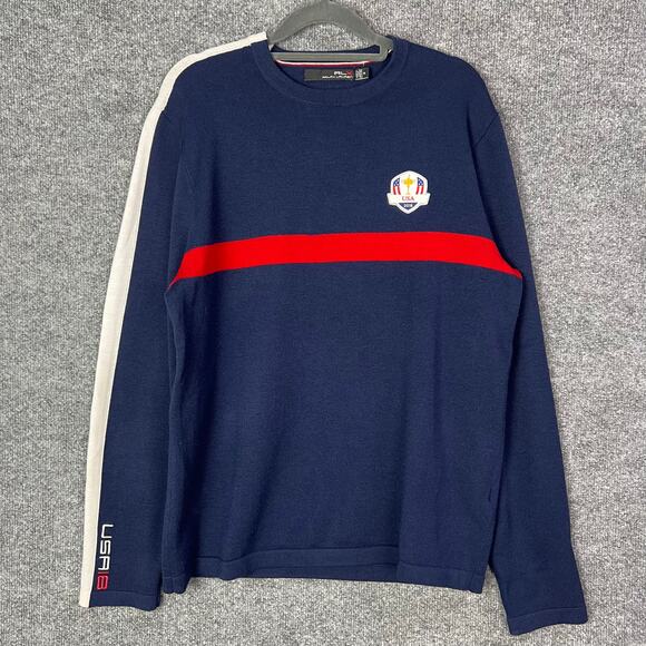 Ralph Lauren Other - RLX Ralph Lauren Mens‎ M Blue Wool Blend USA 2018 Crew Neck Pullover Sweater